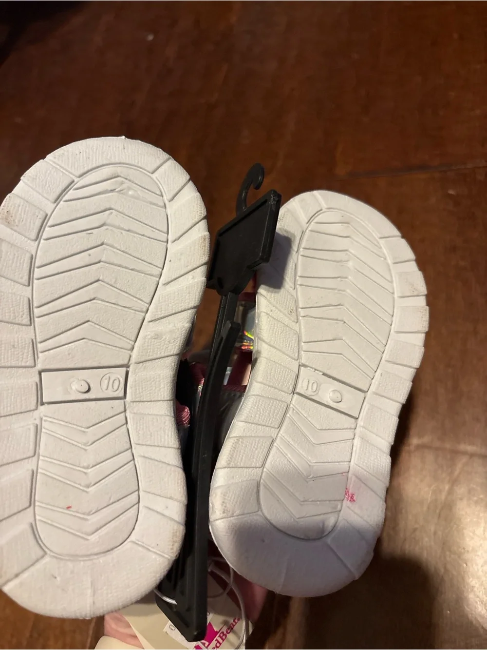 Rugged Bear Pink Holographic Girls' Fisherman Sandals Hook & Loop‎ Comfort
